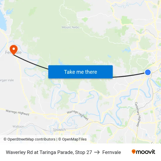 Waverley Rd at Taringa Parade, Stop 27 to Fernvale map
