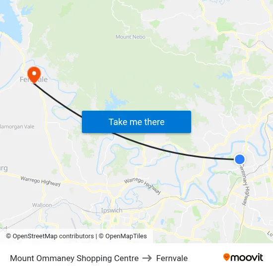 Mount Ommaney Shopping Centre to Fernvale map