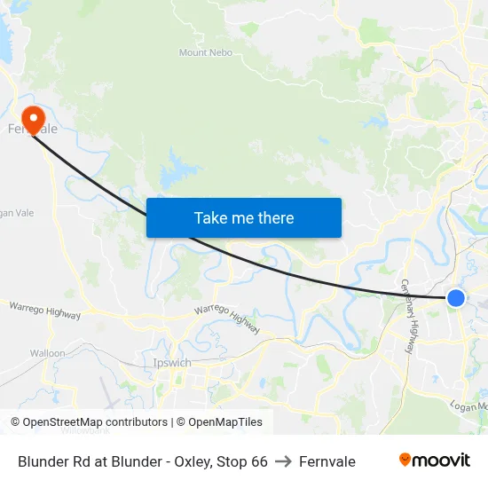 Blunder Rd at Blunder - Oxley, Stop 66 to Fernvale map