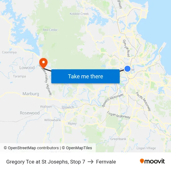 Gregory Tce at St Josephs, Stop 7 to Fernvale map