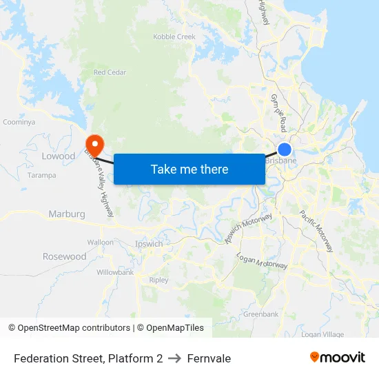 Federation Street, Platform 2 to Fernvale map