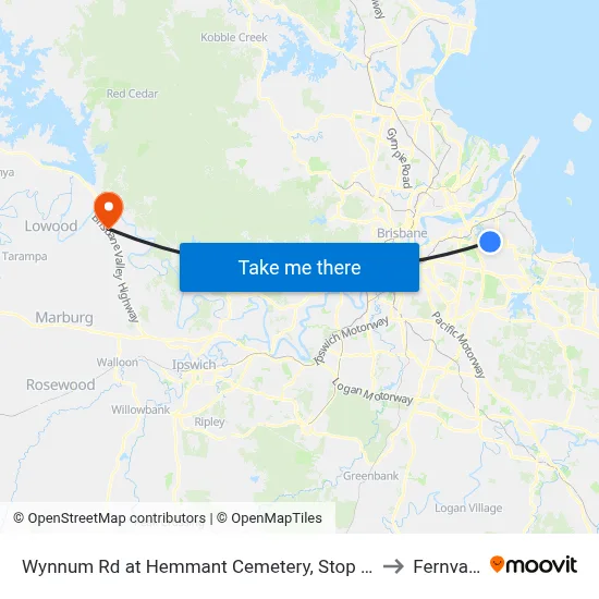 Wynnum Rd at Hemmant Cemetery, Stop 44 to Fernvale map