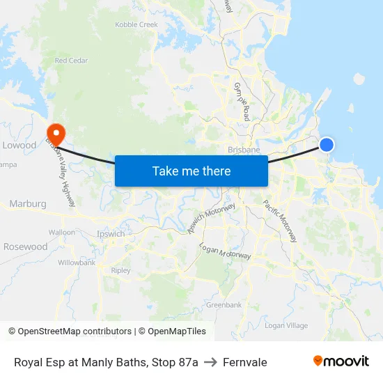 Royal Esp at Manly Baths, Stop 87a to Fernvale map