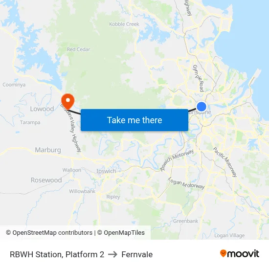 RBWH Station, Platform 2 to Fernvale map