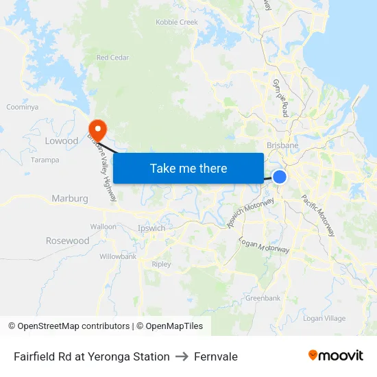 Fairfield Rd at Yeronga Station to Fernvale map