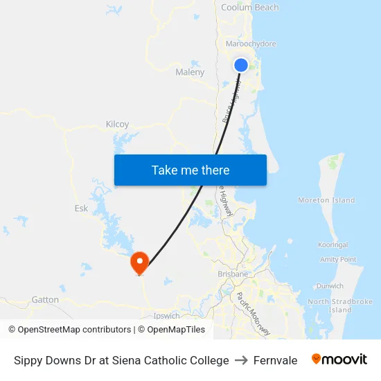Sippy Downs Dr at Siena Catholic College to Fernvale map