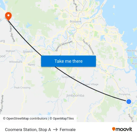 Coomera Station, Stop A to Fernvale map