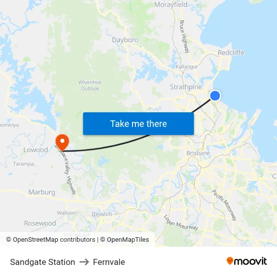 Sandgate Station to Fernvale map