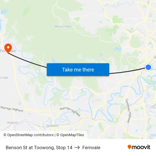 Benson St at Toowong, Stop 14 to Fernvale map