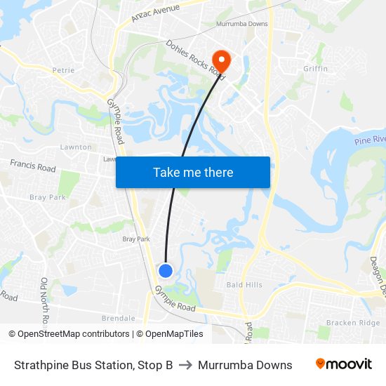 Strathpine Bus Station, Stop B to Murrumba Downs map