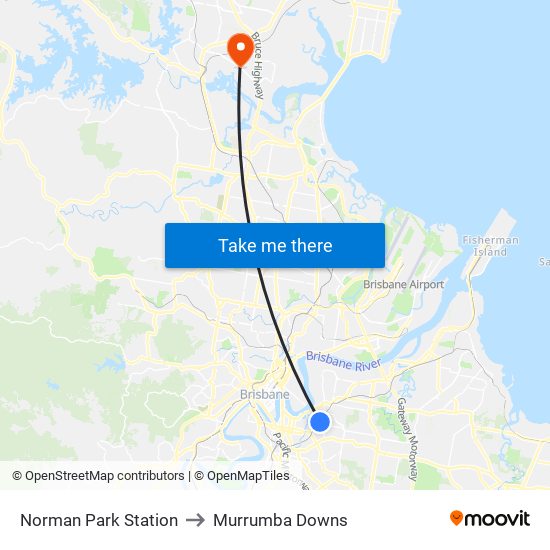 Norman Park Station to Murrumba Downs map