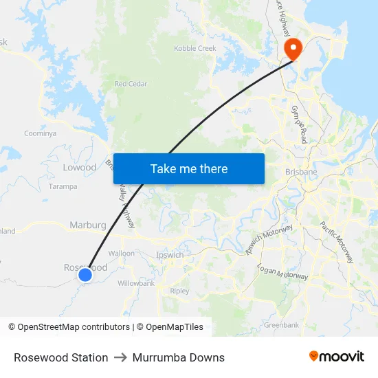Rosewood Station to Murrumba Downs map
