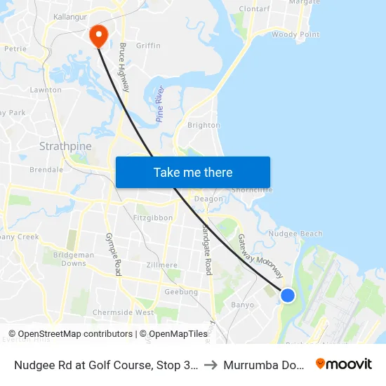 Nudgee Rd at Golf Course, Stop 35/32 to Murrumba Downs map