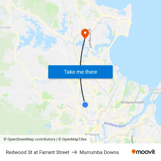 Redwood St at Farrant Street to Murrumba Downs map