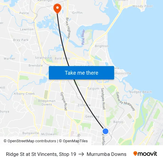 Ridge St at St Vincents, Stop 19 to Murrumba Downs map