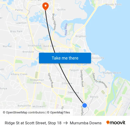 Ridge St at Scott Street, Stop 18 to Murrumba Downs map