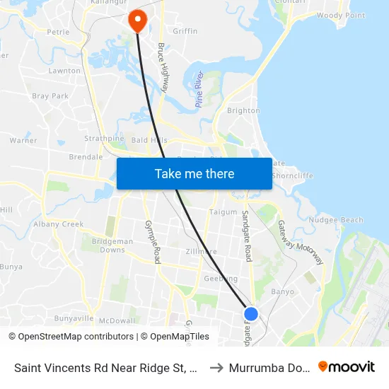 Saint Vincents Rd Near Ridge St, Stop 19 to Murrumba Downs map
