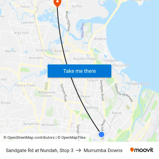 Sandgate Rd at Nundah, Stop 3 to Murrumba Downs map