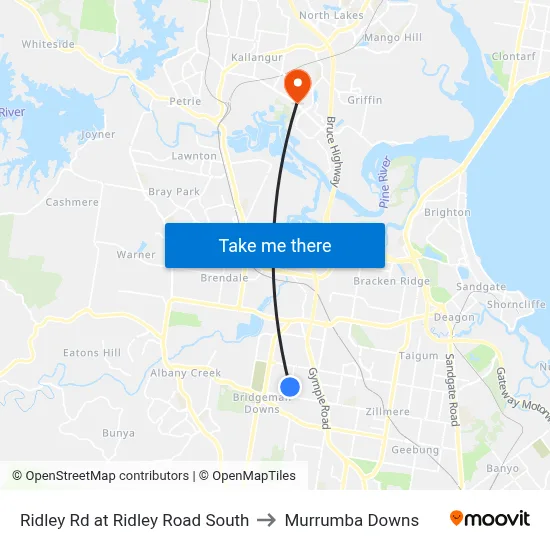 Ridley Rd at Ridley Road South to Murrumba Downs map