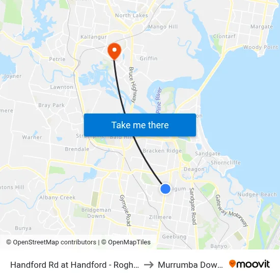 Handford Rd at Handford - Roghan to Murrumba Downs map