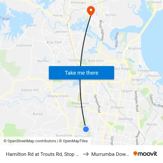 Hamilton Rd at Trouts Rd, Stop 46 to Murrumba Downs map