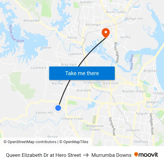 Queen Elizabeth Dr at Hero Street to Murrumba Downs map