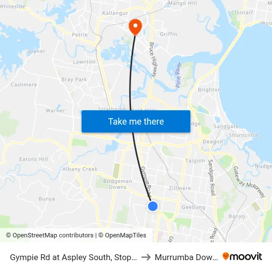 Gympie Rd at Aspley South, Stop 41 to Murrumba Downs map
