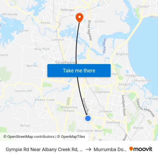 Gympie Rd Near Albany Creek Rd, Stop 42 to Murrumba Downs map