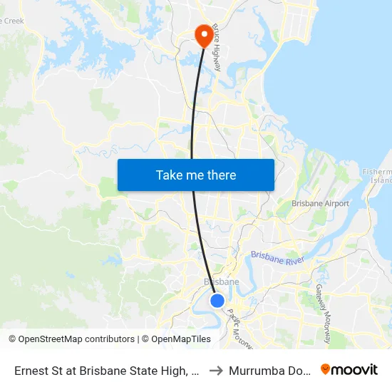 Ernest St at Brisbane State High, Stop 3 to Murrumba Downs map