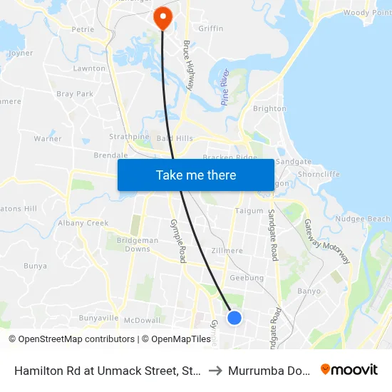 Hamilton Rd at Unmack Street, Stop 50 to Murrumba Downs map