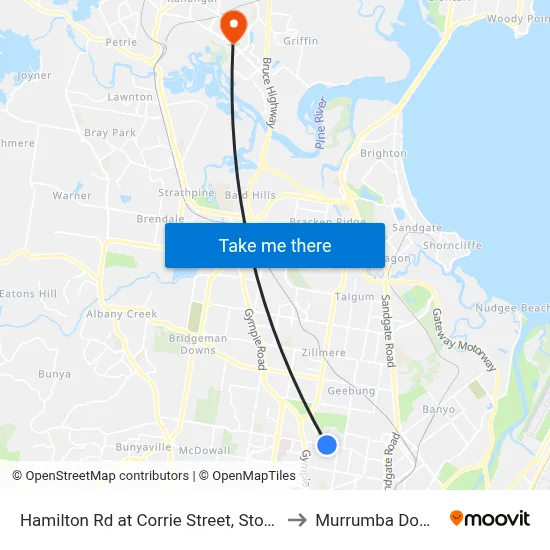Hamilton Rd at Corrie Street, Stop 51 to Murrumba Downs map