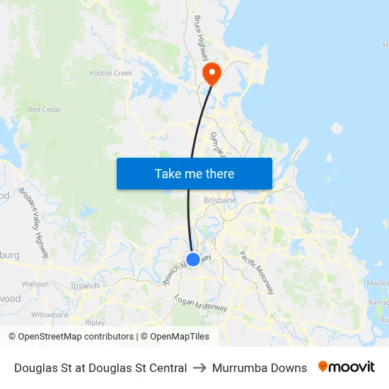 Douglas St at Douglas St Central to Murrumba Downs map
