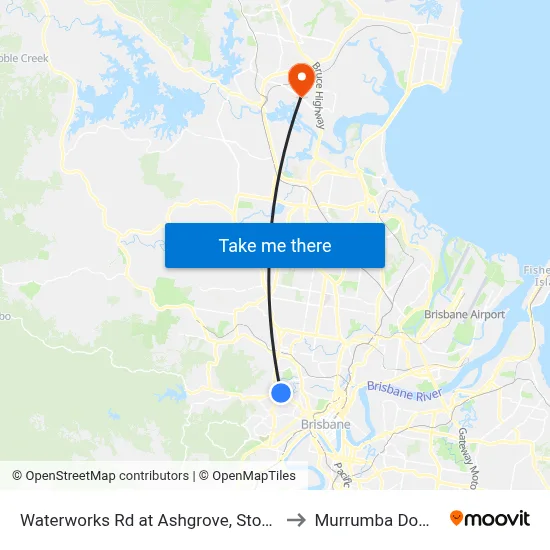 Waterworks Rd at Ashgrove, Stop 17 to Murrumba Downs map