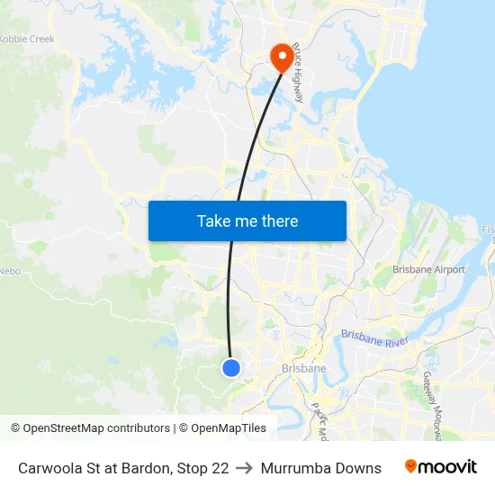Carwoola St at Bardon, Stop 22 to Murrumba Downs map