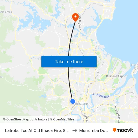 Latrobe Tce At Old Ithaca Fire, Stop 9 to Murrumba Downs map