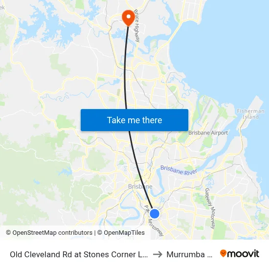 Old Cleveland Rd at Stones Corner Library, Stop 17 to Murrumba Downs map