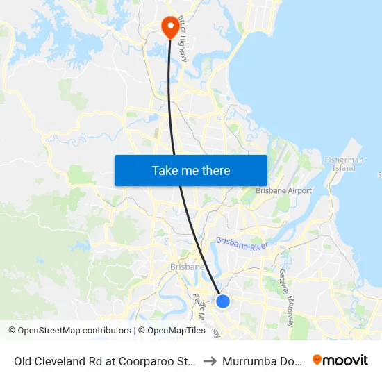 Old Cleveland Rd at Coorparoo Stop 23 to Murrumba Downs map