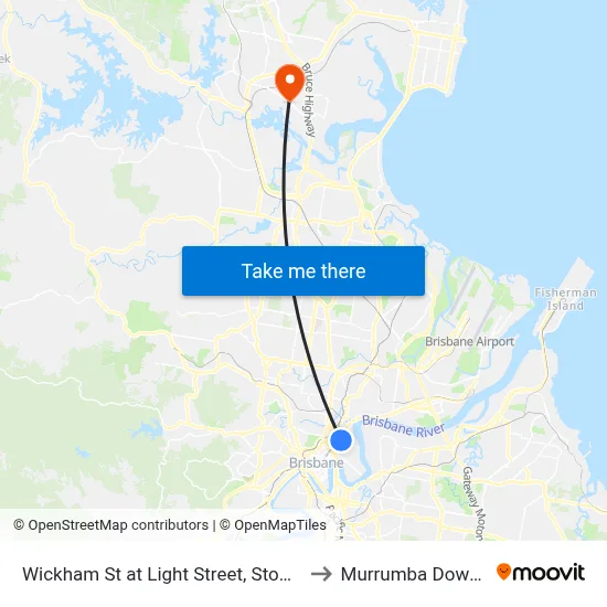 Wickham St at Light Street, Stop 7 to Murrumba Downs map