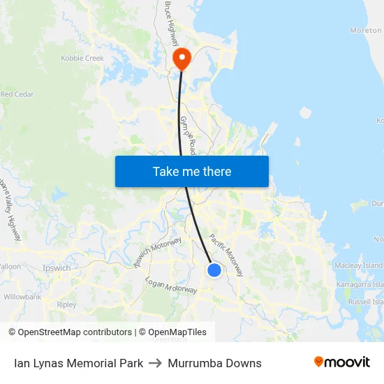 Ian Lynas Memorial Park to Murrumba Downs map