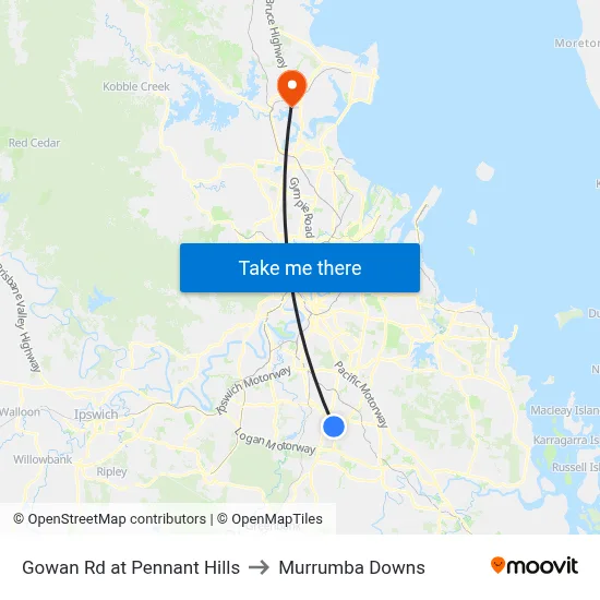 Gowan Rd at Pennant Hills to Murrumba Downs map