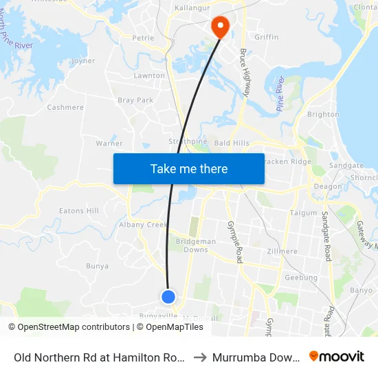 Old Northern Rd at Hamilton Road to Murrumba Downs map