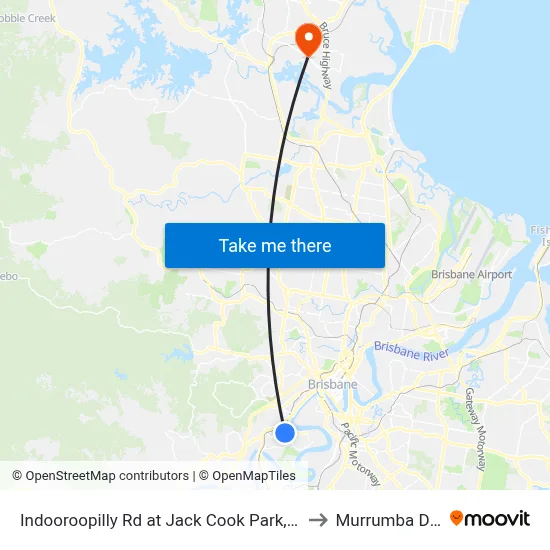 Indooroopilly Rd at Jack Cook Park, Stop 18/19 to Murrumba Downs map