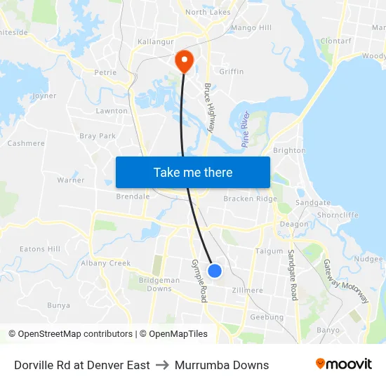 Dorville Rd at Denver East to Murrumba Downs map