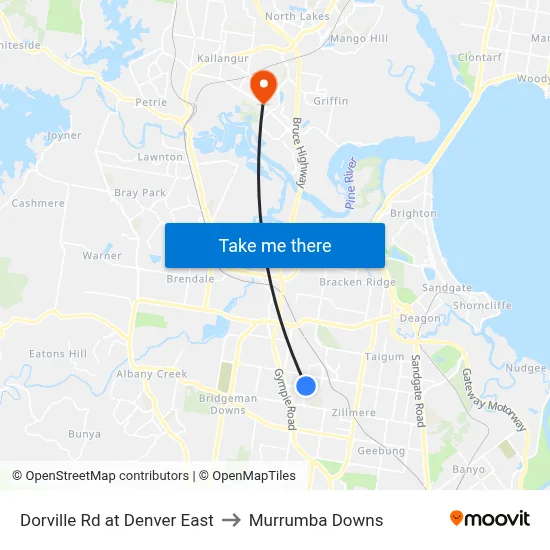 Dorville Rd at Denver East to Murrumba Downs map