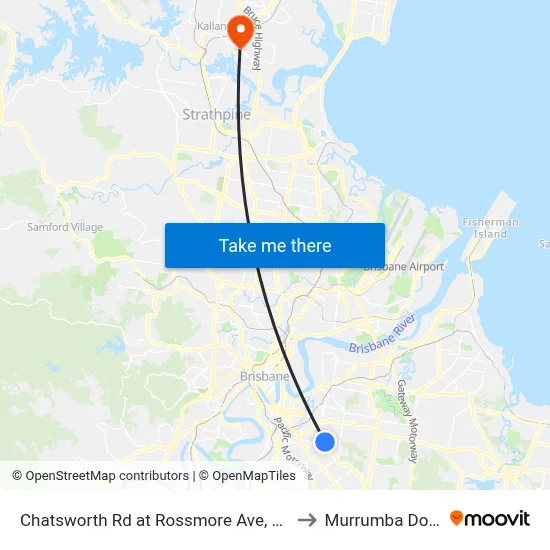 Chatsworth Rd at Rossmore Ave, Stop 32 to Murrumba Downs map
