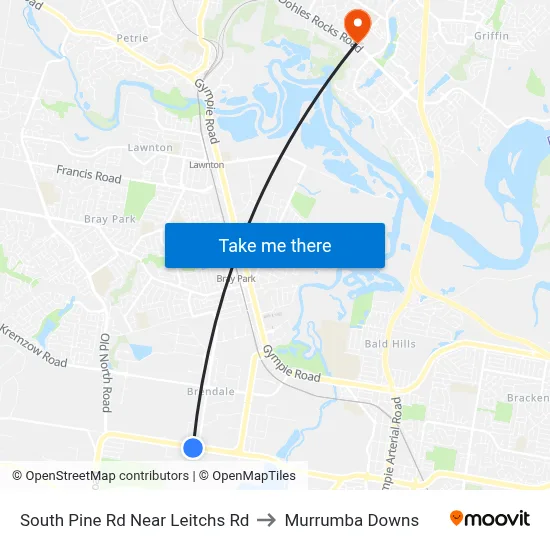 South Pine Rd Near Leitchs Rd to Murrumba Downs map