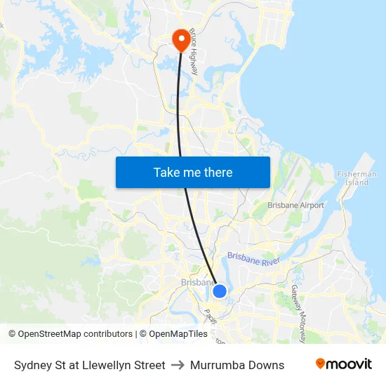 Sydney St at Llewellyn Street to Murrumba Downs map