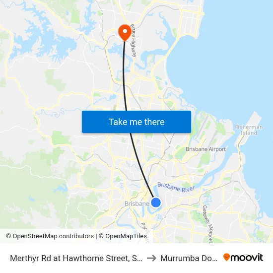 Merthyr Rd at Hawthorne Street, Stop 13 to Murrumba Downs map