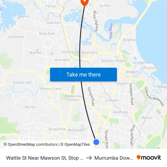 Wattle St Near Mawson St, Stop 35 to Murrumba Downs map
