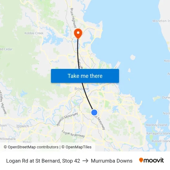 Logan Rd at St Bernard, Stop 42 to Murrumba Downs map
